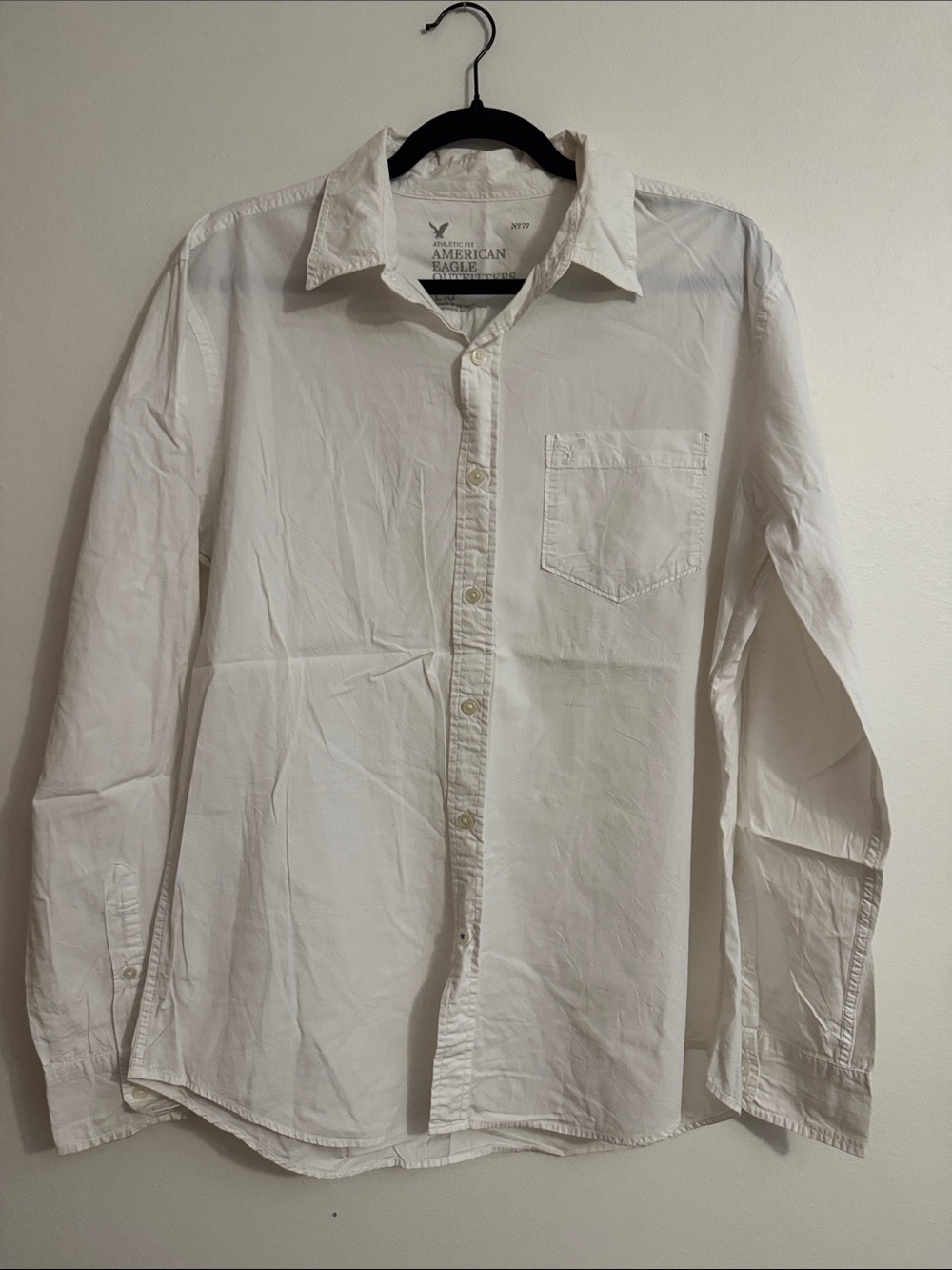 American Eagle Outfitters White Long-Sleeve Button-Down Shirt